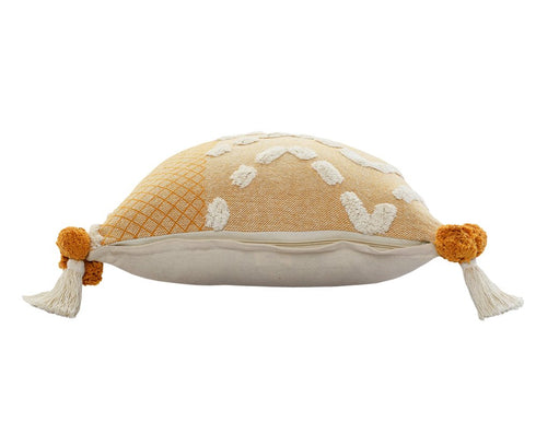 20" Yellow and Cream Throw Pillow