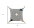 20" X 20" Black Off-White Pink And Green 100% Cotton Geometric Zippered Pillow