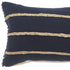 14" X 36" Navy Blue And Tan Cotton Striped Throw Pillow with Fringe