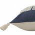 14" X 36" Denim Blue And Off-White 100% Cotton Zippered Pillow
