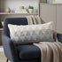 14" X 36" Gray And Off White Cotton Geometric Throw Pillow