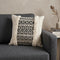 18" X 18" Tan and Black Geometric Cotton Zippered Pillow With Shag
