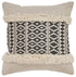 18" X 18" Tan and Black Geometric Cotton Zippered Pillow With Shag