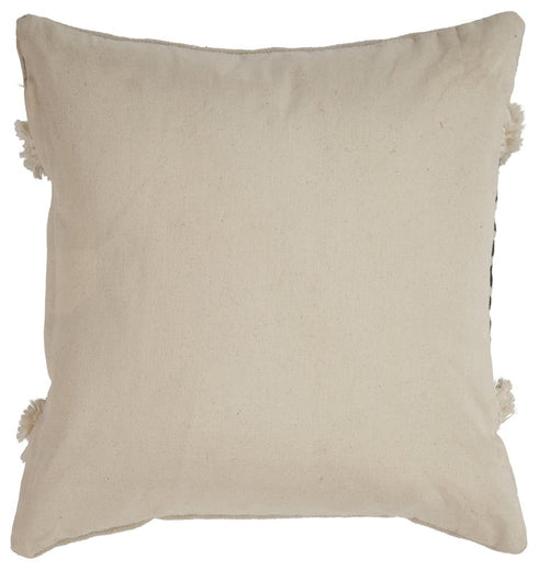 18" X 18" Tan and Black Geometric Cotton Zippered Pillow With Shag