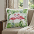 20" Green Pink And White Fabric Bird Throw Pillow