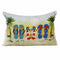 14" X 20" Green Blue And Ivory Flip Flops Lumbar Throw Pillow with Fringe