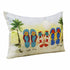 14" X 20" Green Blue And Ivory Flip Flops Lumbar Throw Pillow with Fringe