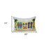 14" X 20" Green Blue And Ivory Flip Flops Lumbar Throw Pillow with Fringe