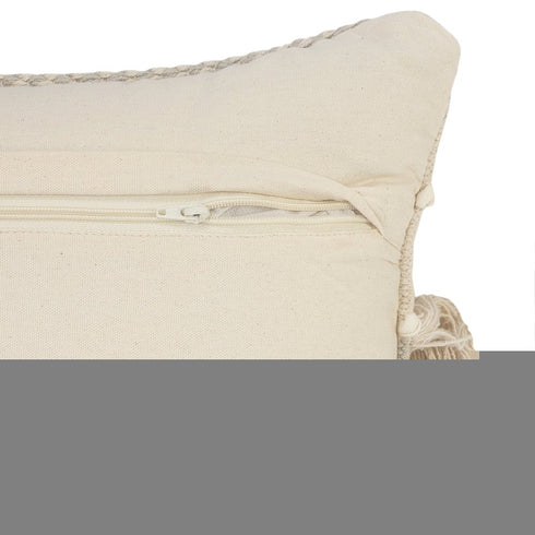 14" X 36" Beige And Gray Cotton Chevron Throw Pillow