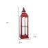 Set of Three Red Distressed Ornate Glass And Metal Floor Lantern Candle Holders