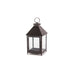 Set of Two Black Geometric Iron And Glass Floor Lantern Candle Holders