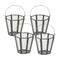 Set of Four Gray Distressed Geometric Iron And Glass Tabletop Votive Candle Holders