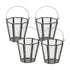Set of Four Gray Distressed Geometric Iron And Glass Tabletop Votive Candle Holders