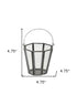 Set of Four Gray Distressed Geometric Iron And Glass Tabletop Votive Candle Holders