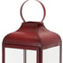 Set of Two Red Distressed Iron Floor Lantern Candle Holders