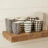 Set of Six Black And Ivory Ceramic 2 Ounce Geometric Round Pot Planters