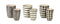 Set of Six Black And Ivory Ceramic 2 Ounce Geometric Round Pot Planters