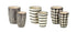 Set of Six Black And Ivory Ceramic 2 Ounce Geometric Round Pot Planters