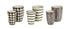 Set of Six Black And Ivory Ceramic 2 Ounce Geometric Round Pot Planters