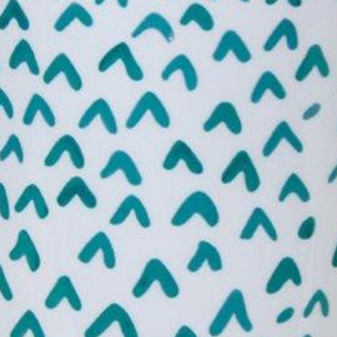 Set of Two Aqua Teal And White Ceramic 2 Ounce Chevron Round Distressed Pot Planters