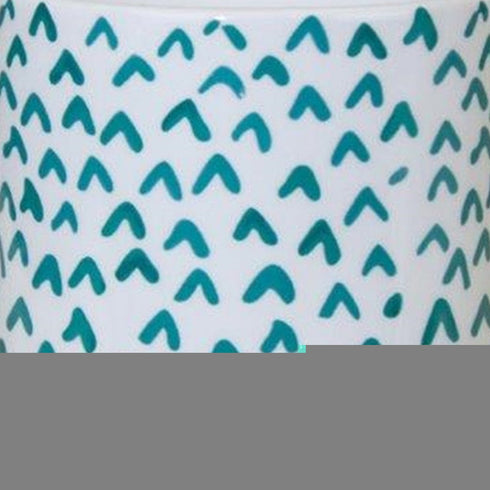 Set of Two Aqua Teal And White Ceramic 2 Ounce Chevron Round Distressed Pot Planters