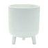 Set of Two White Ceramic Striped Footed Pot Planters