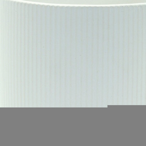 Set of Two White Ceramic Striped Footed Pot Planters