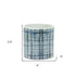 Set of Two White And Blue Ceramic Lattice 2 Ounce Round Pot Planters