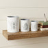 Set of Three White And Gray Metal 9 Ounce Abstract Round Distressed Pot Planters