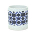 Set of Two White And Blue Ceramic 5 Ounce Geometric Round Pot Planters
