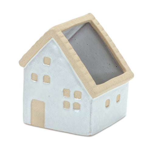 Set of Three White And Natural House Trio Pot Planters