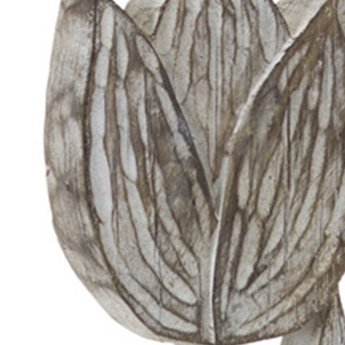 Set of Three Gray Cement And Polyresin Flowers Tabletop Sculpture