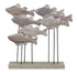 9" Brown Metal And Wood School Of Fish Tabletop Sculpture
