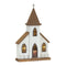 18" Brown And White Wood And Metal Church Tabletop Sculpture