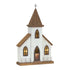 18" Brown And White Wood And Metal Church Tabletop Sculpture