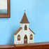 18" Brown And White Wood And Metal Church Tabletop Sculpture