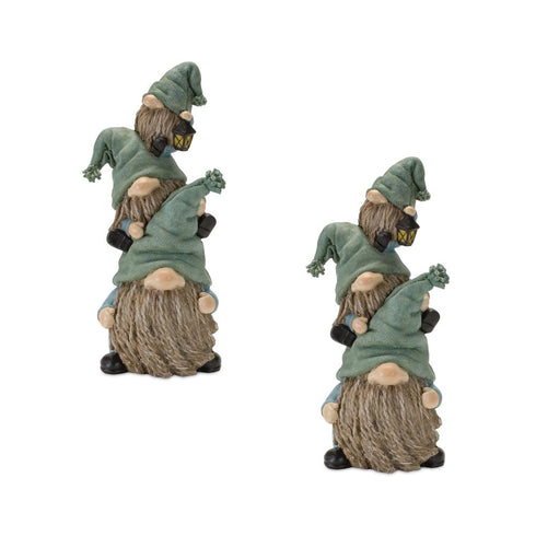 Set of Two 11" Blue and Green Polyresin Christmas Figurine Tabletop Sculpture