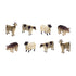 Set of Eight 0" Brown And White Polyresin Cow Figurine