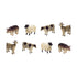 Set of Eight 0" Brown And White Polyresin Cow Figurine