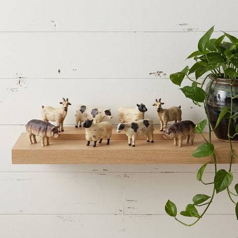 Set of Eight 0" Brown And White Polyresin Cow Figurine