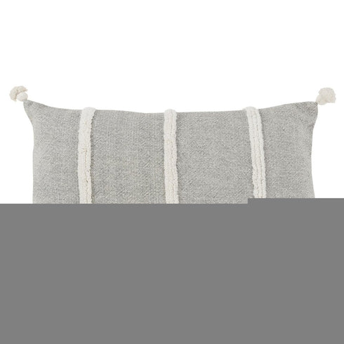14" X 14" Gray and White Cotton Pillow With Tassels Edges