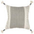 20" Gray and White Color Block Cotton Throw Pillow With Tassels