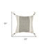 20" Gray and White Color Block Cotton Throw Pillow With Tassels