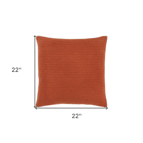 22" Orange Striped Cotton Throw Pillow