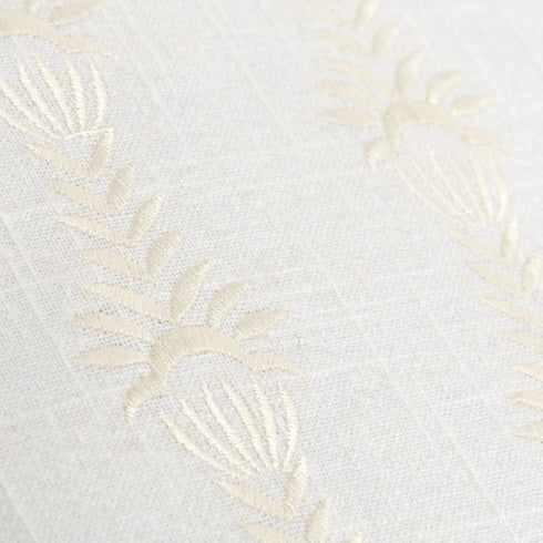 20" White Cotton Throw Pillow With Embroidery