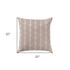 20" Pink and White Cotton Throw Pillow With Embroidery