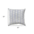 20" Light Blue and White Cotton Throw Pillow With Embroidery