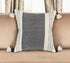20" White and Black Striped Cotton Throw Pillow with Tassels and Texture