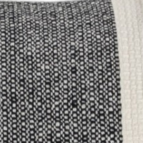 20" White and Black Striped Cotton Throw Pillow with Tassels and Texture