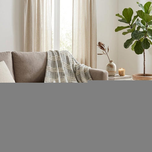 Charcoal Woven 100% Cotton Throw Blanket